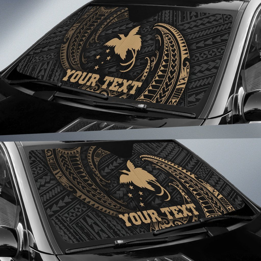 Polynesian Papua New Guinea Custom Personalised Sun Shades - Gold Tribal Wave - Polynesian Pride