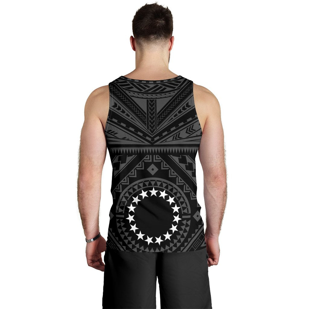 Cook Island Men's Tank Top - Seal With Polynesian Tattoo Style ( Black) - Polynesian Pride