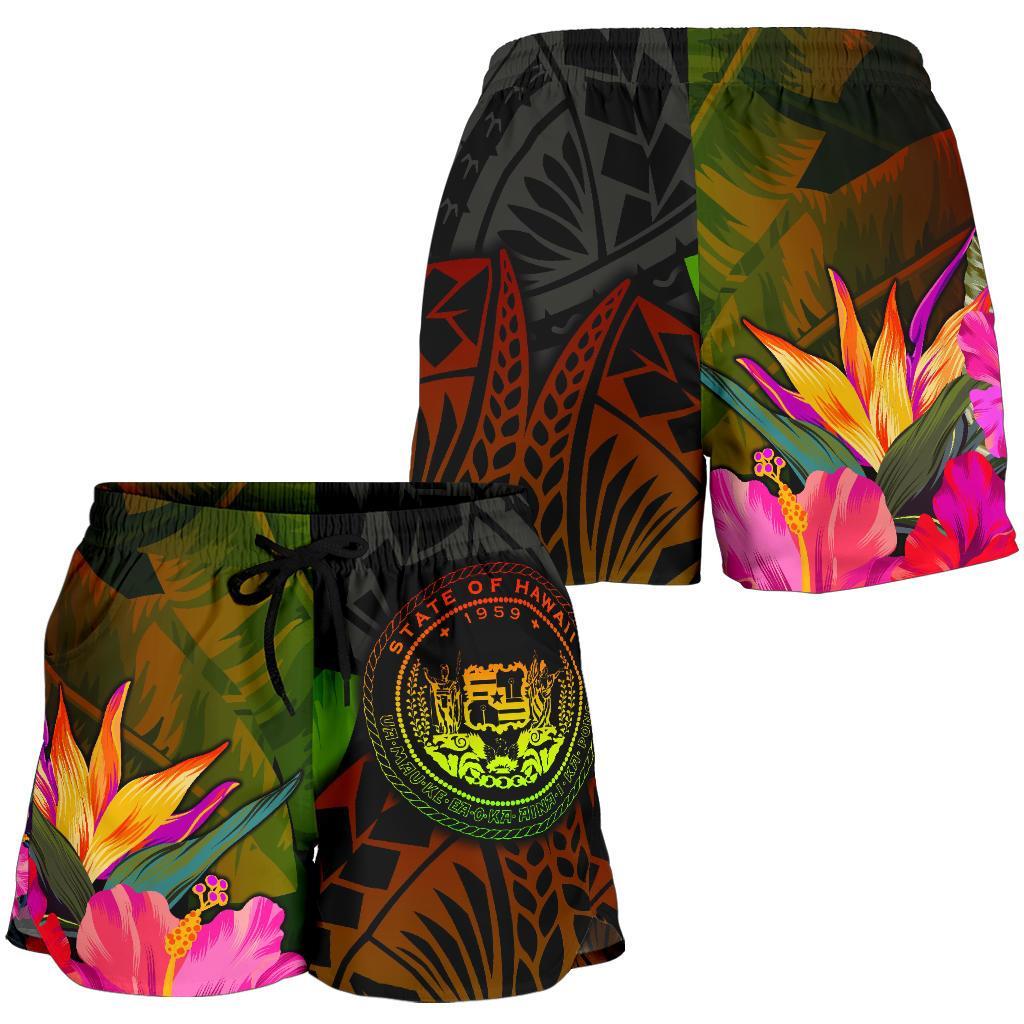 Polynesian Hawaii Polynesian Women's Shorts - Hibiscus and Banana Leaves - Polynesian Pride