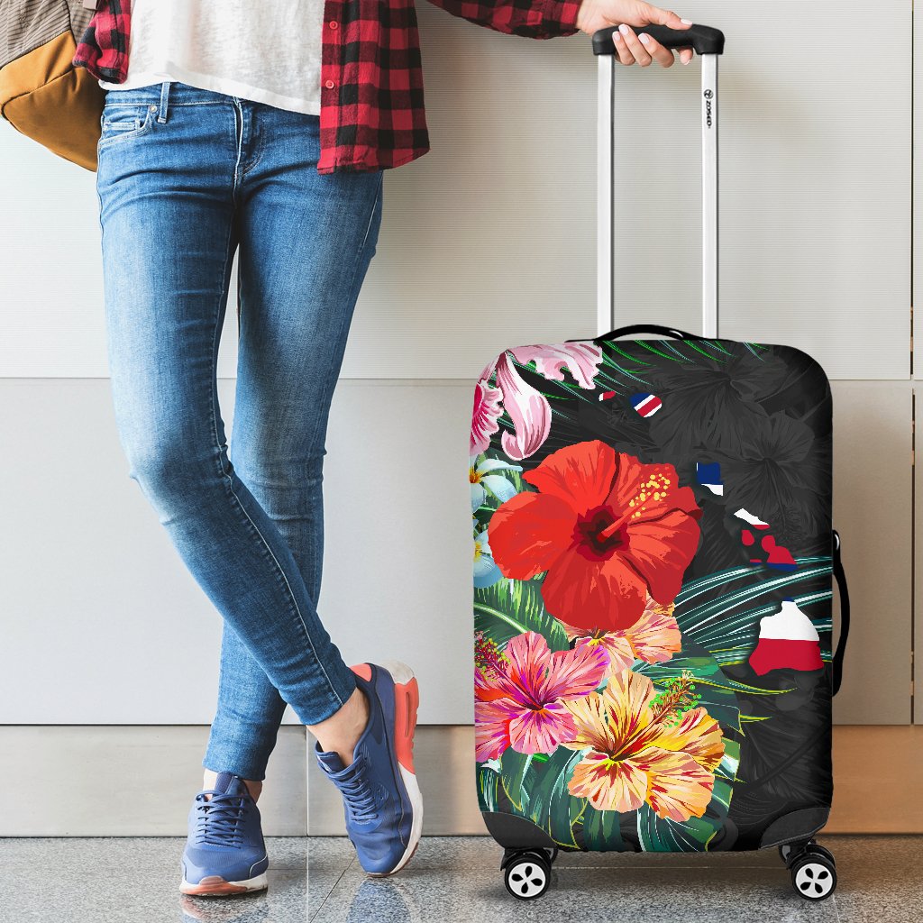 Hawaii Luggage Covers - Hawaii Map Hibiscus - Polynesian Pride