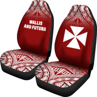 Wallis And Futuna Car Seat Covers - Wallis And Futuna Coat Of Arms Polynesian Tattoo Fog Red - Polynesian Pride