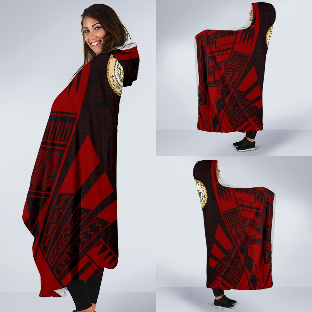 Hawaii Hooded Blanket - Polynesian Tattoo Red - Polynesian Pride
