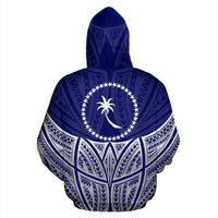 Chuuk Polynesian Zip up Hoodie Blue Pride Map and Seal - Polynesian Pride