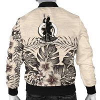 Vanuatu Men's Bomber Jacket - The Beige Hibiscus - Polynesian Pride
