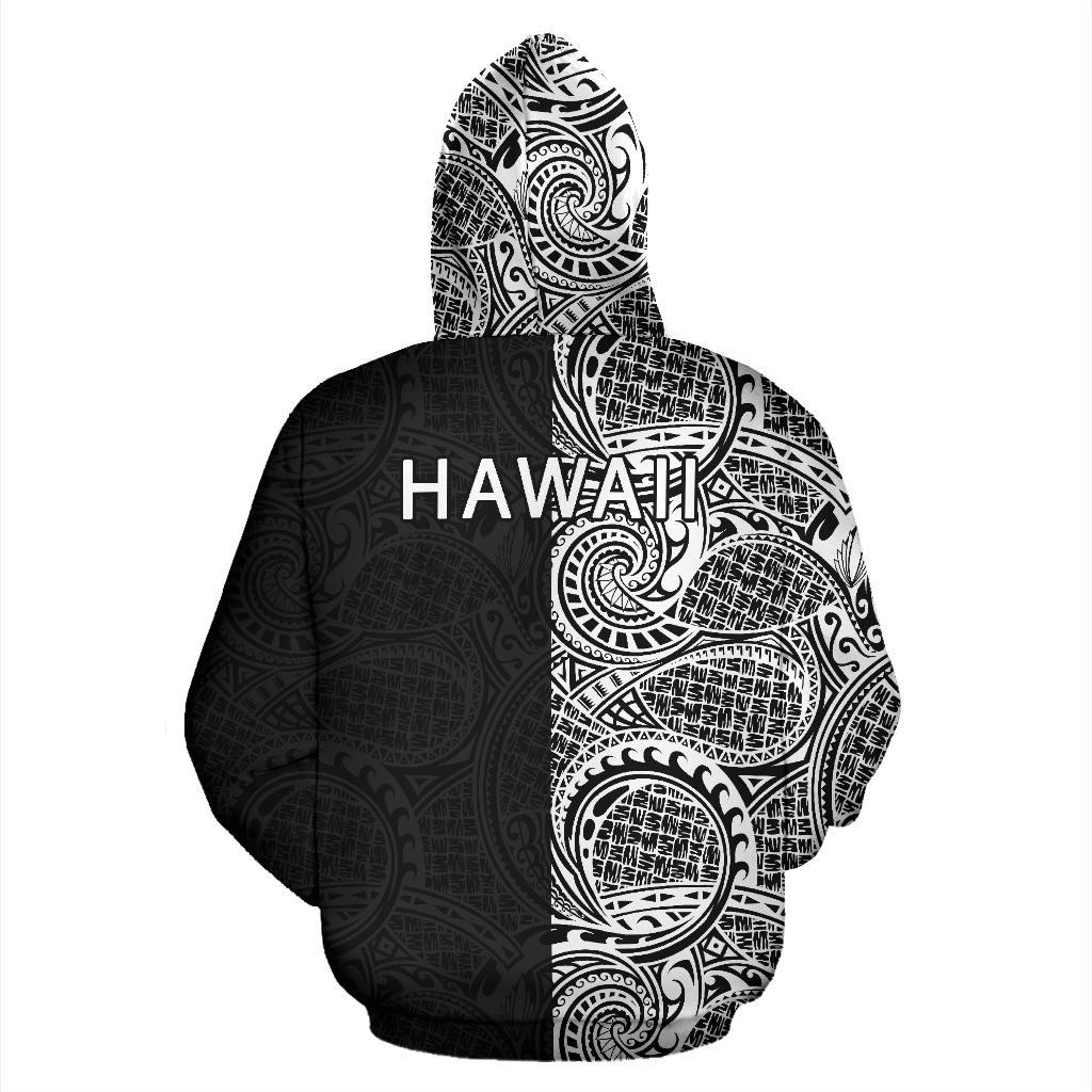 Hibiscus Hoodie Zip up Polynesian Half Style White - Polynesian Pride