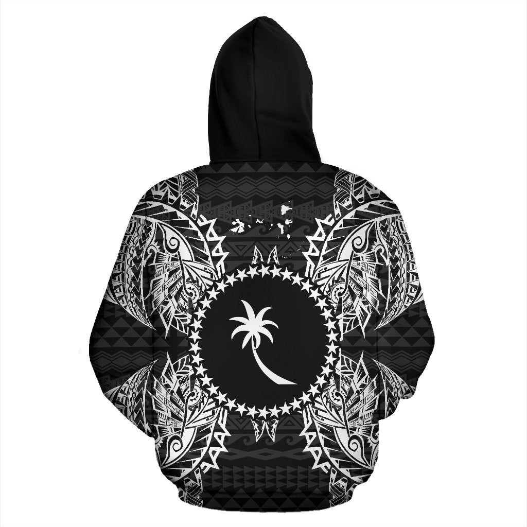 Chuuk Polynesian ll Over Hoodie Map Black - Polynesian Pride
