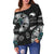 New Zealand Aotearoa Women Off Shoulder Sweater, Maori Mangopare Paua Shell - Polynesian Pride