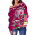 Samoa Custom Personalised Women's Off Shoulder Sweater - Turtle Plumeria (Pink) - Polynesian Pride