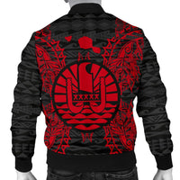 French Polynesia Polynesian Men's Bomber Jacket Map Red - Polynesian Pride