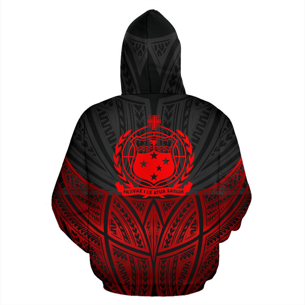 Samoa Polynesian Zip up Hoodie Red Black Pride Map and Seal - Polynesian Pride