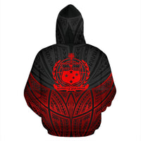 Samoa Polynesian Zip up Hoodie Red Black Pride Map and Seal - Polynesian Pride