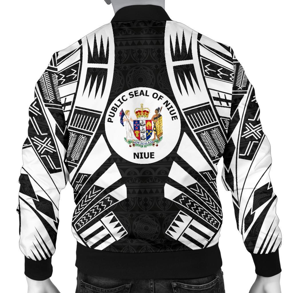 Niue Men Bomber Jackets - Polynesian Tattoo Black - Polynesian Pride
