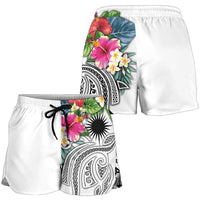 Marshall Islands Polynesian Women's Shorts - Summer Plumeria (white) - Polynesian Pride