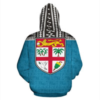 Fiji Tapa All Over Zip up Hoodie - Polynesian Pride