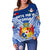 Mate Ma'a Tonga Rugby Women's Off Shoulder Sweater Polynesian Creative Style - Blue - Polynesian Pride