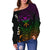 Hawaii Custom Personalised Women's Off Shoulder Sweater - Kanaka Maoli Rocket Style - Polynesian Pride