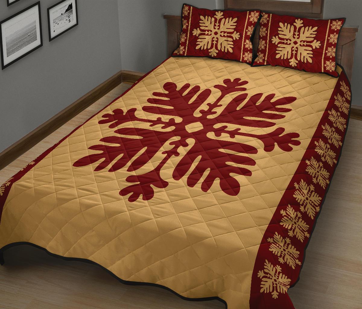 Hawaiian Quilt Pattern Tradition Palm Quilt Bed Set - Polynesian Pride