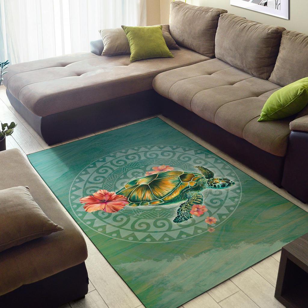 Hibiscus Turtle Swimming Area Rug AH - Polynesian Pride