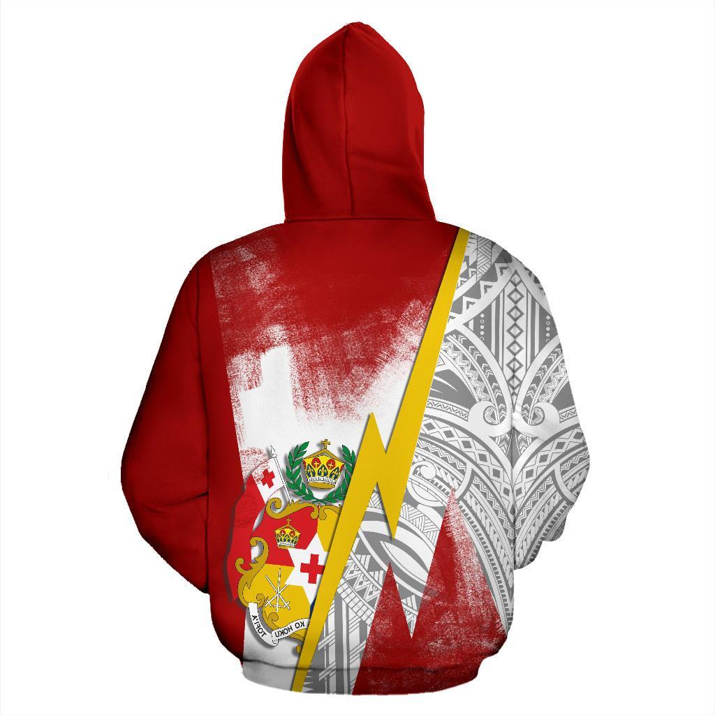 Tonga Zip up Hoodie Tonga Flag Coat of Arms With Polynesian Tattoo Style K13 - Polynesian Pride