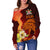 Fiji Women's Off Shoulder Sweater - Tribal Tuna Fish - Polynesian Pride