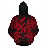 Guam Polynesian All Over Zip up Hoodie Map Red - Polynesian Pride