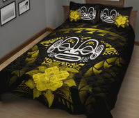 Marquesas Islands Polynesian Quilt Bed Set Hibiscus Yellow - Polynesian Pride