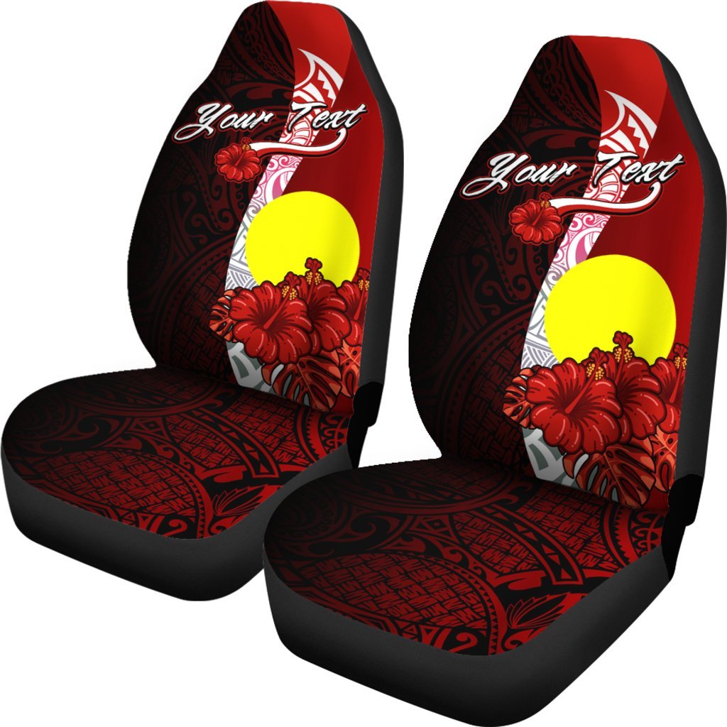 Palau Polynesian Custom Personalised Car Seat Covers - Coat Of Arm With Hibiscus - Polynesian Pride