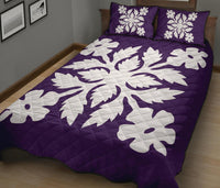 Hawaiian Quilt Bed Set Royal Pattern - Purple - B2 Style - Polynesian Pride