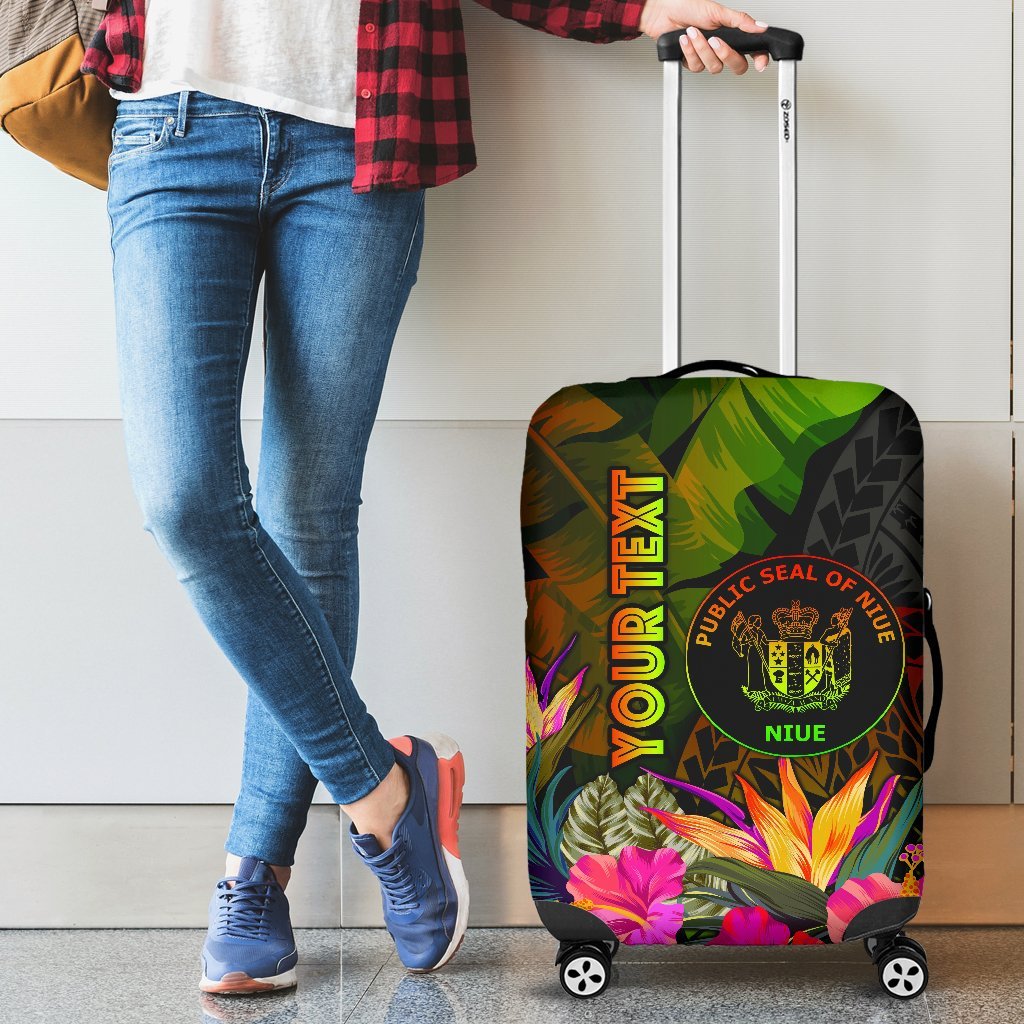 Niue Polynesian Personalised Luggage Covers - Hibiscus and Banana Leaves Reggae - Polynesian Pride