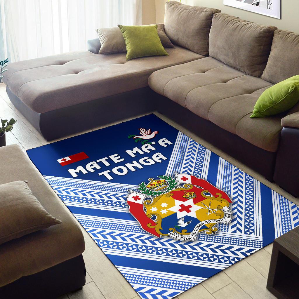 Mate Ma'a Tonga Rugby Area Rug Polynesian Creative Style - Blue - Polynesian Pride