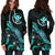 Hawaii Polynesian Hoodie Dress - Turtle With Blooming Hibiscus Turquoise - Polynesian Pride