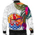 Tahiti Men's Bomber Jacket Polynesian Hibiscus White Pattern - Polynesian Pride