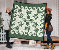 Hawaiian Premium Quilt Tropical Turtle Pattern - Green - Polynesian Pride