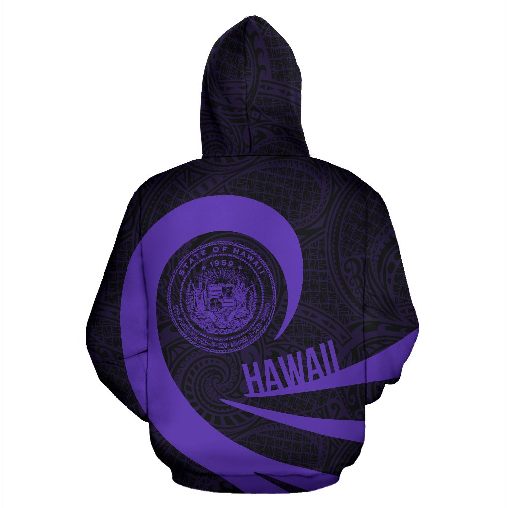Hawaii Coat of Arms Roll In My Heart Hoodie Purple - Polynesian Pride