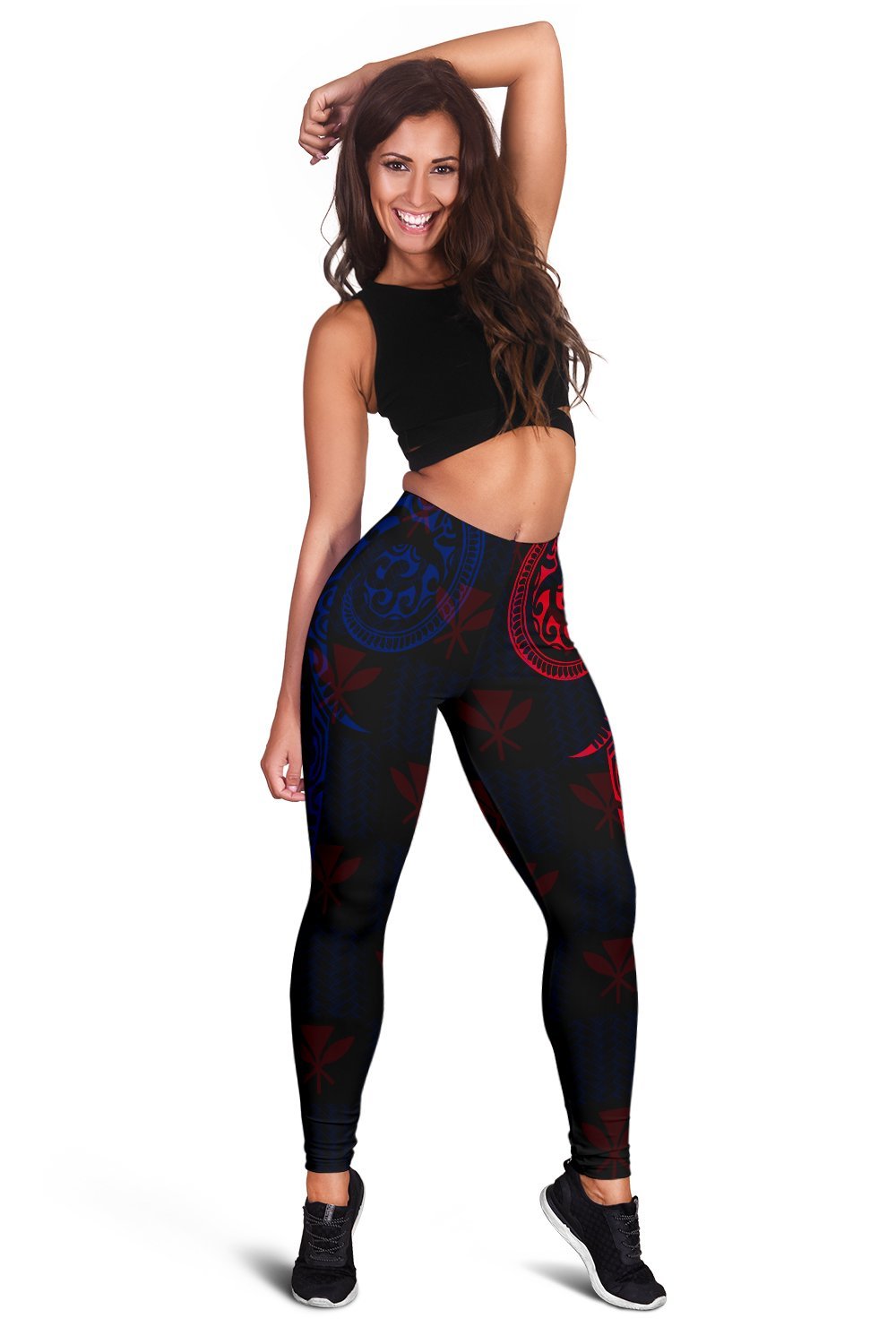 Hawaiian Kanaka Women's Leggings Flag Nation Black Demodern AH - Polynesian Pride