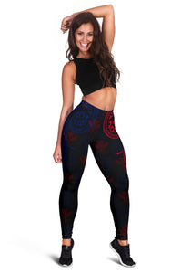 Hawaiian Kanaka Women's Leggings Flag Nation Black Demodern AH - Polynesian Pride