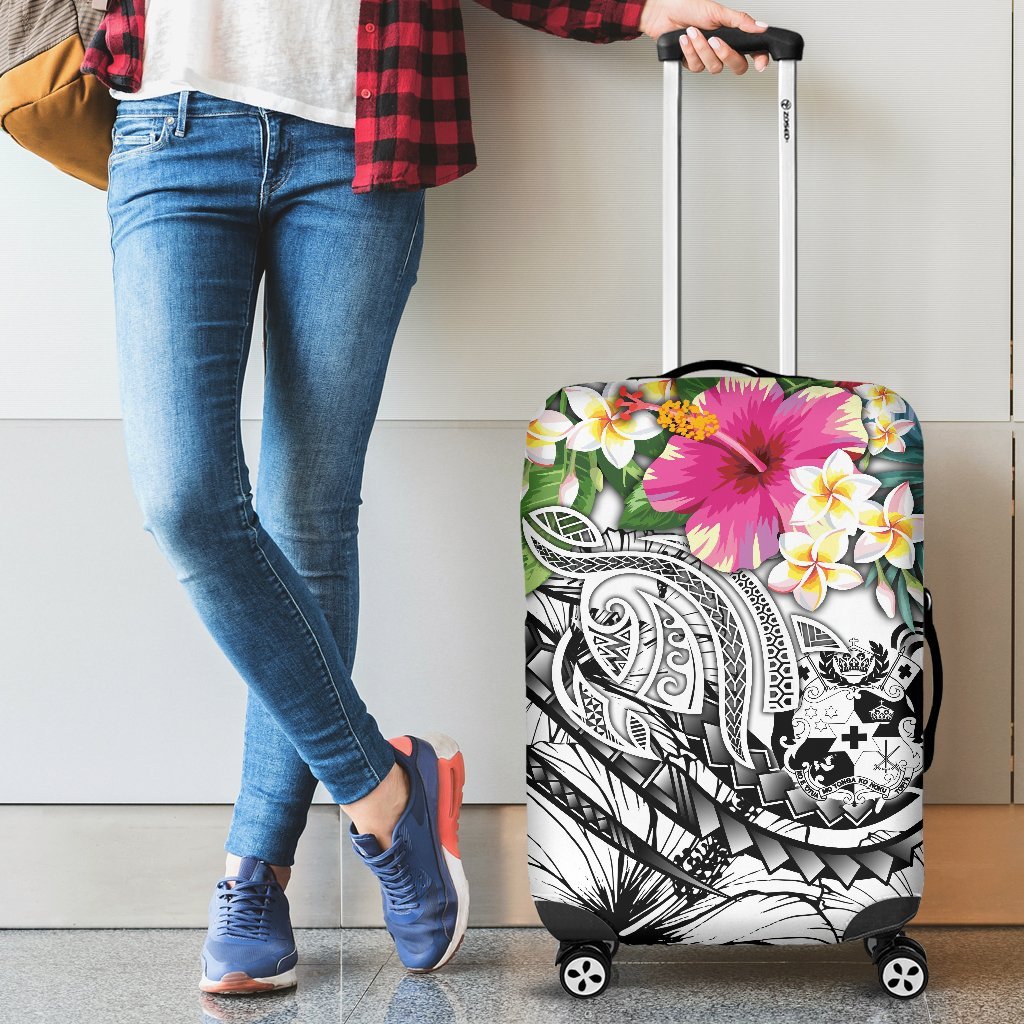 Tonga Polynesian Luggage Covers - Summer Plumeria (White) Whitle - Polynesian Pride