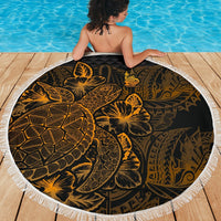 New Caledonia Polynesia Beach Blanket Turtle Hibiscus Gold - Polynesian Pride