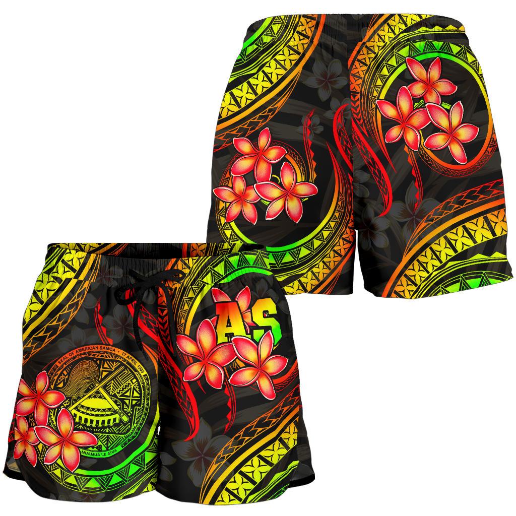 American Samoa Polynesian Women Shorts - Reggae Plumeria - Polynesian Pride