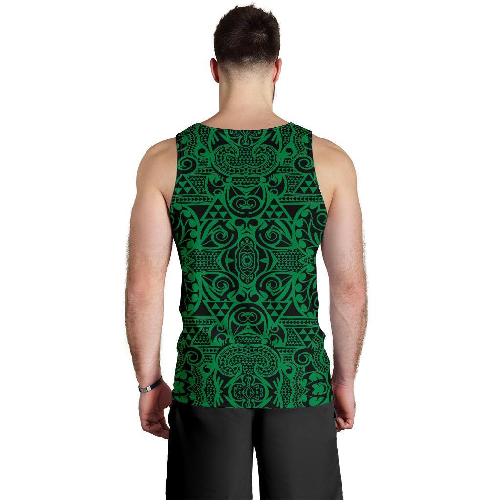 Polynesian Kakau Turtle Green Hawaii Men's Tank Top Green - Polynesian Pride