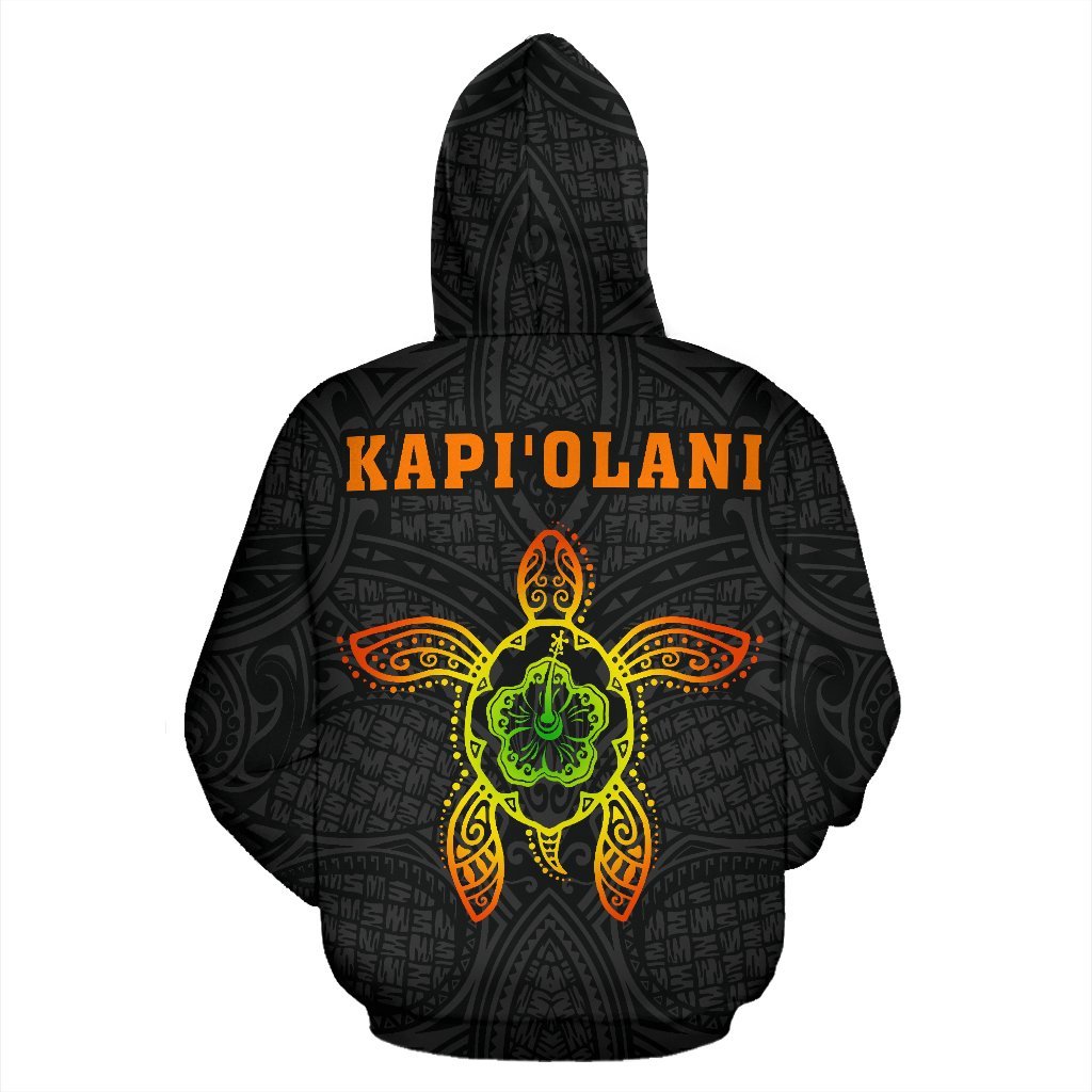 Kapiolani Hula Girl and Turtle Hibiscus Zip up Hoodie - Polynesian Pride