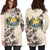 Nauru Hoodie Dress - Nauru Coat Of Arms & Beige Hibiscus - Polynesian Pride