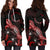 Cook Islands Polynesian Hoodie Dress - Turtle With Blooming Hibiscus Red - Polynesian Pride