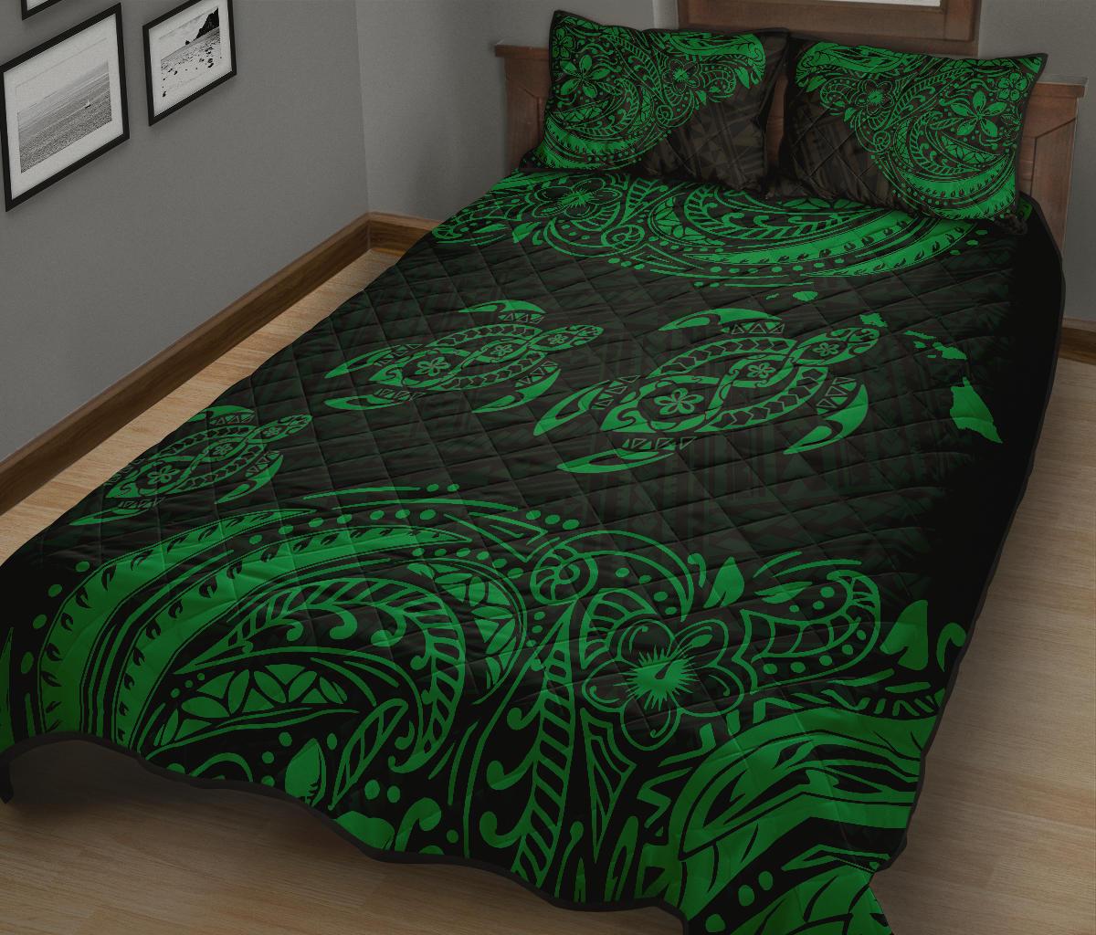 Hawaii Polynesian Quilt Bed Set - Green Sea Turtle - Polynesian Pride