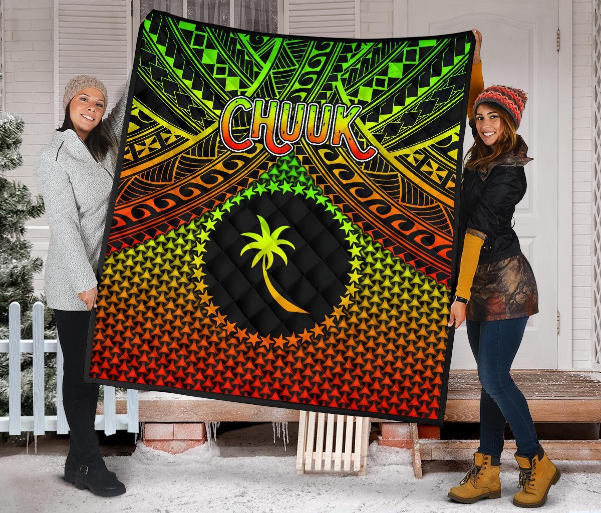 Polynesian Chuuk Premium Quilt - Reggae Vintage Polynesian Patterns - Polynesian Pride