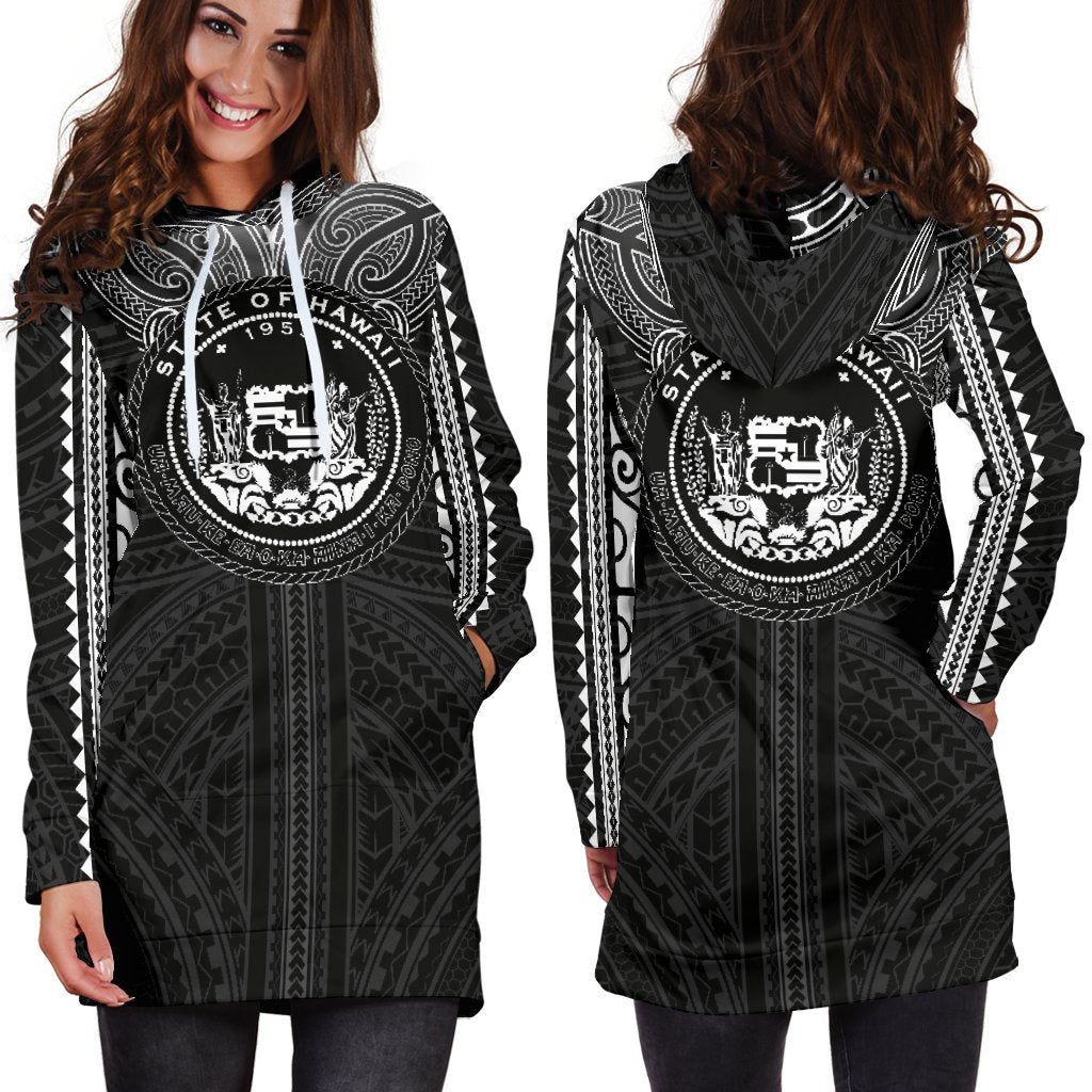 Hawaii Women's Hoodie Dress - Triangle Polynesian Pattern - Polynesian Pride