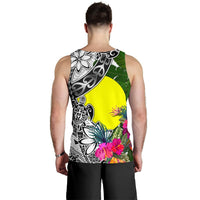 Palau Men's Tank Top White - Turtle Plumeria Banana Leaf - Polynesian Pride