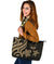 Marshall Islands Large Leather Tote Bag - Tentacle Turtle Gold - Polynesian Pride