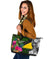 Tokelau Large Leather Tote Bag - Turtle Plumeria Banana Leaf - Polynesian Pride