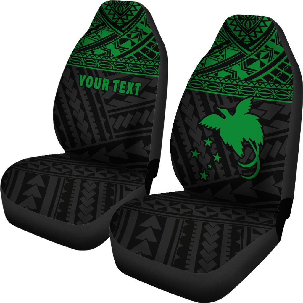 Papua New Guinea Custom Personalised Car Seat Covers - Papua New Guinea Green Flag Polynesian Tattoo - Polynesian Pride